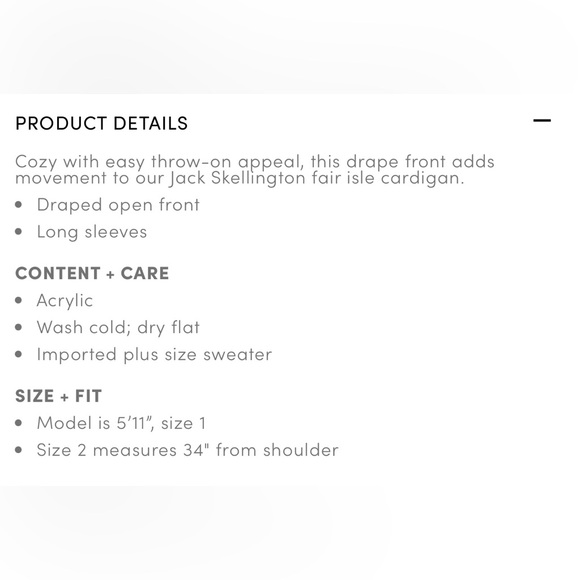 🖤TORRID Jack Skellington Fair Isle Drape Front Cardigan NWT - Picture 9 of 10